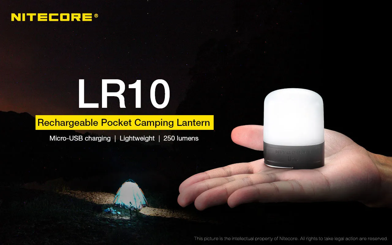 Nitecore LR10 - 250 Lumens LED Micro USB Charging Camping Lantern (Black)