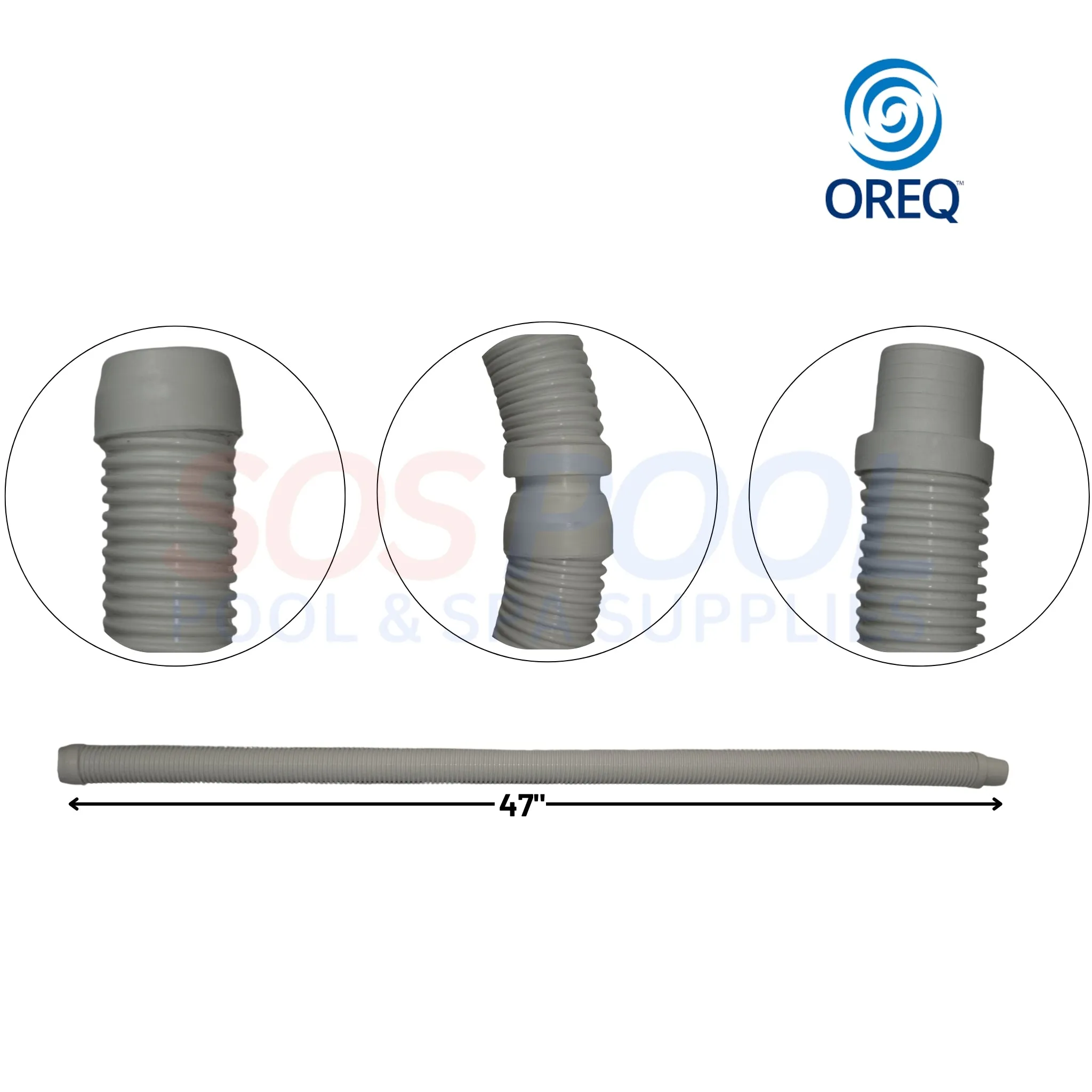 OREQ Sectional Connector Hose For Automatic Pool Cleaner Vacuum | Forest Gray | 4' Ft | APC204F