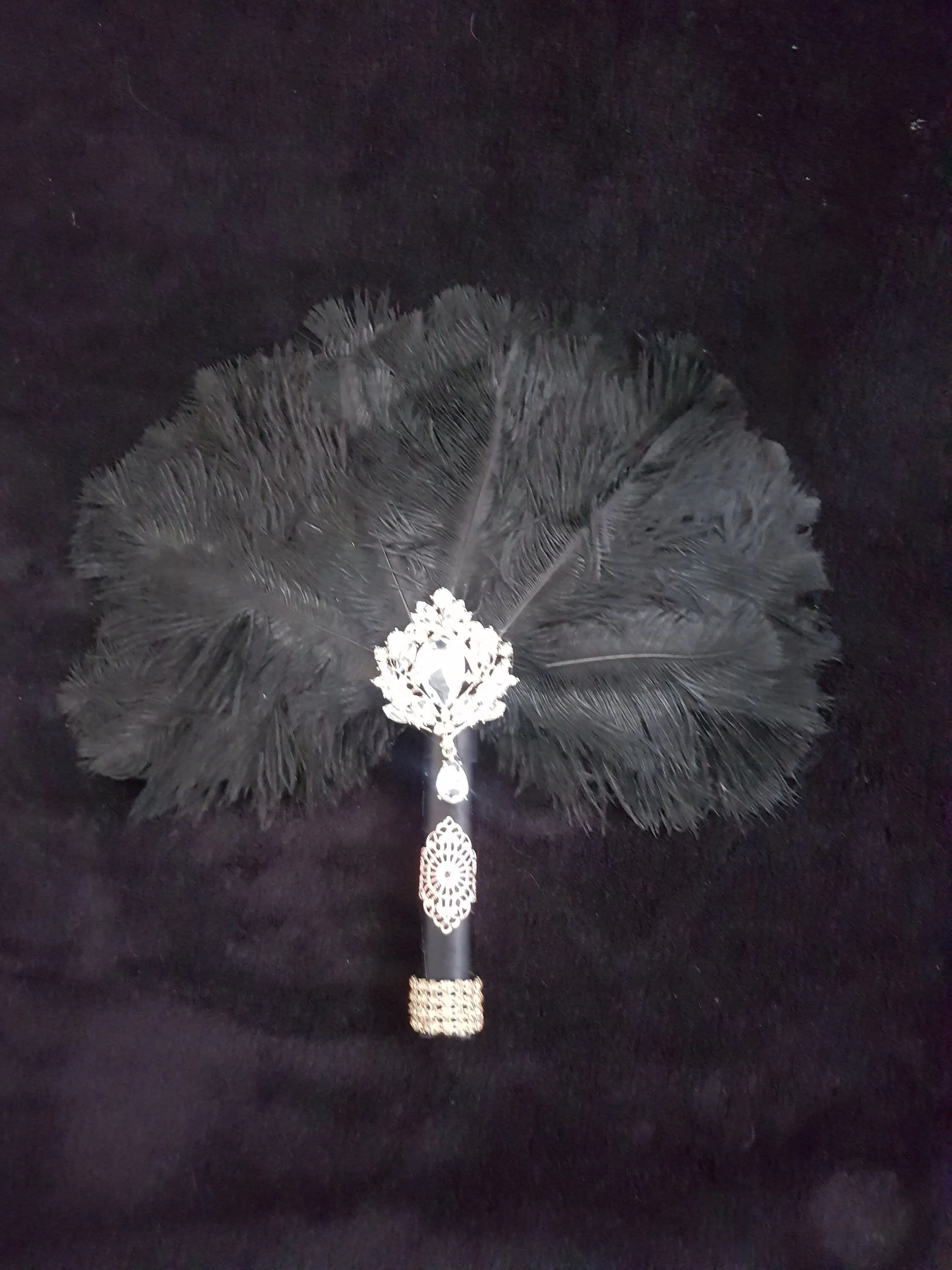 Ostrich Feather Fan. 12" bouquet luxury alternative Bouquet Great Gatsby wedding style -ANY COLOUR by Crystal wedding uk