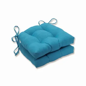 Outdoor/Indoor Veranda Turquoise Reversible Chair Pad (Set of 2)