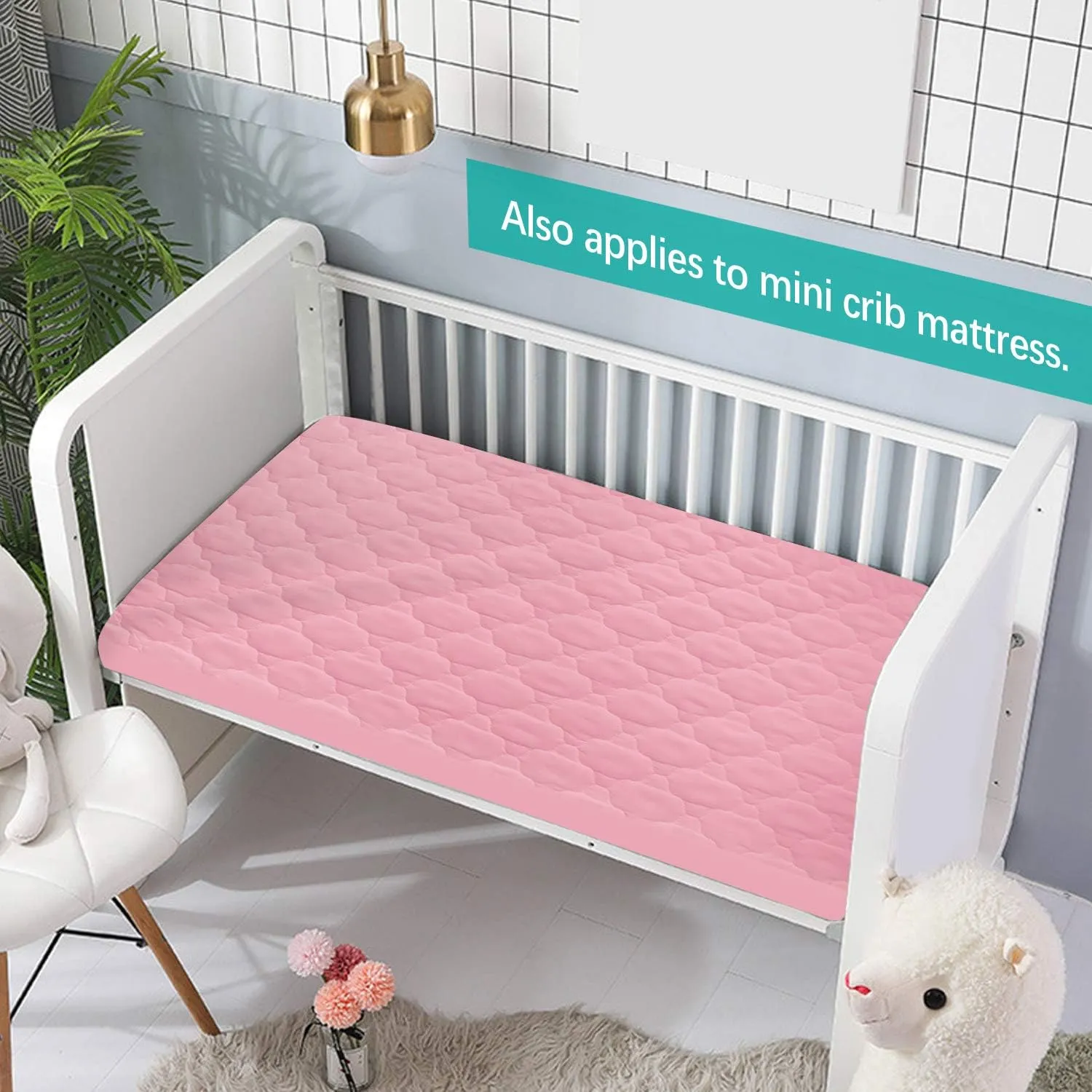 Pack N Play Mattress Pad Cover/ Protector - Ultra Soft Microfiber, Waterproof, Pink (for Standard Playpen/ Mini Crib)