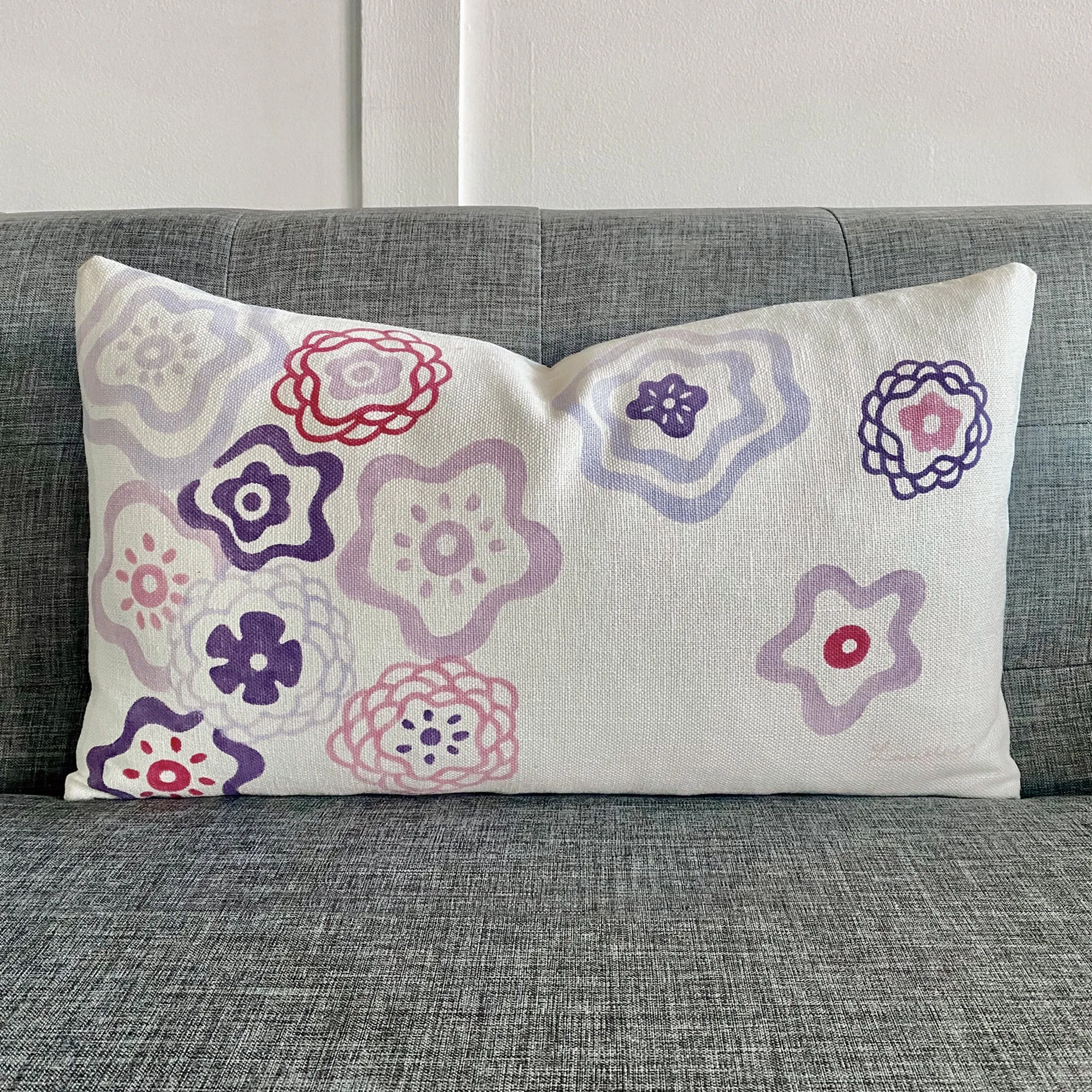 Pastel Retro Floral Lumbar Pillow Cover 13x22