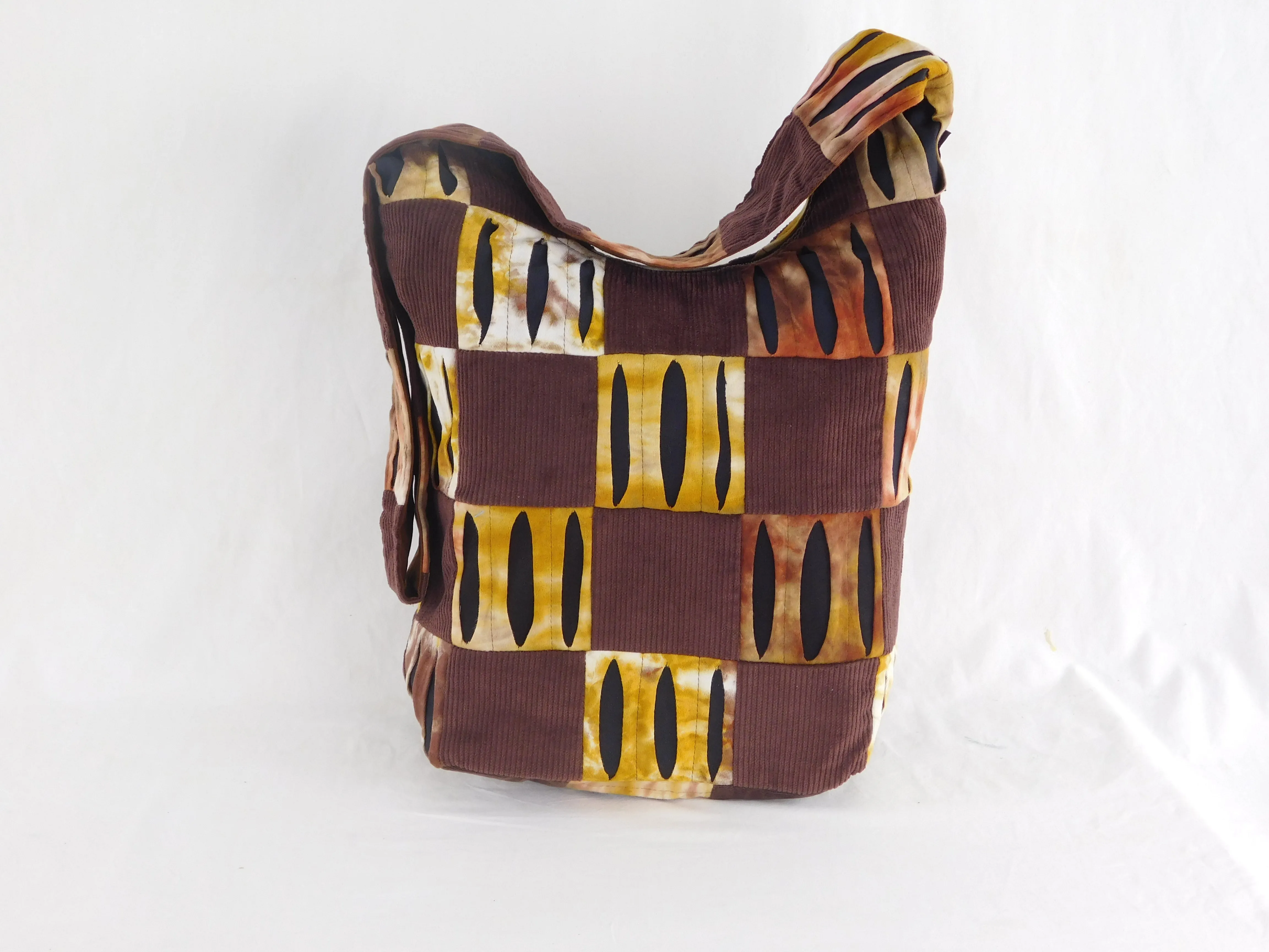 Patchwork Corduroy &  razor-cut Tie Dye Bag