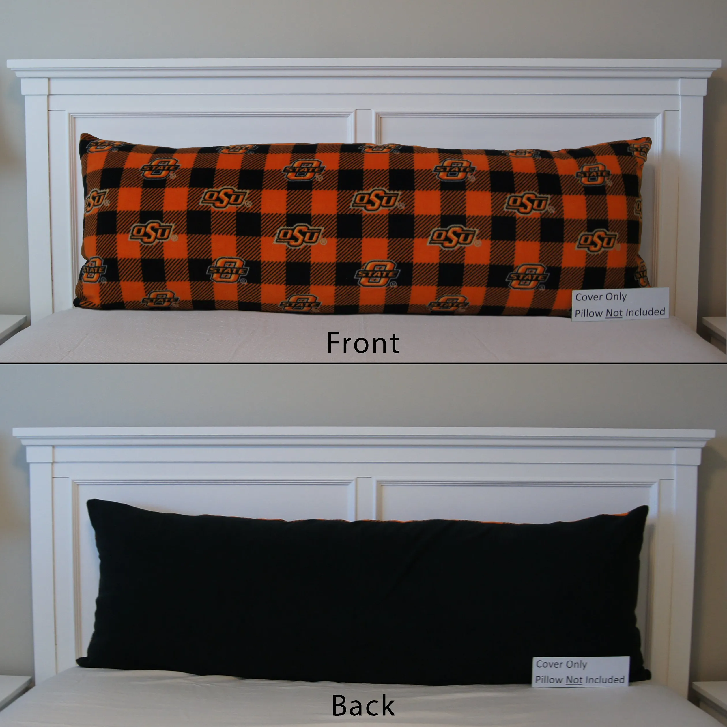 Pillows - Body Pillow Cover - College - NCAA - Oklahoma State University-OSU - Cowboys - Buffalo Check