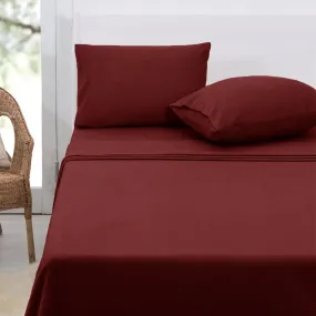 Polar Fleece Sheet Set Queen 36cm Wall Burgundy