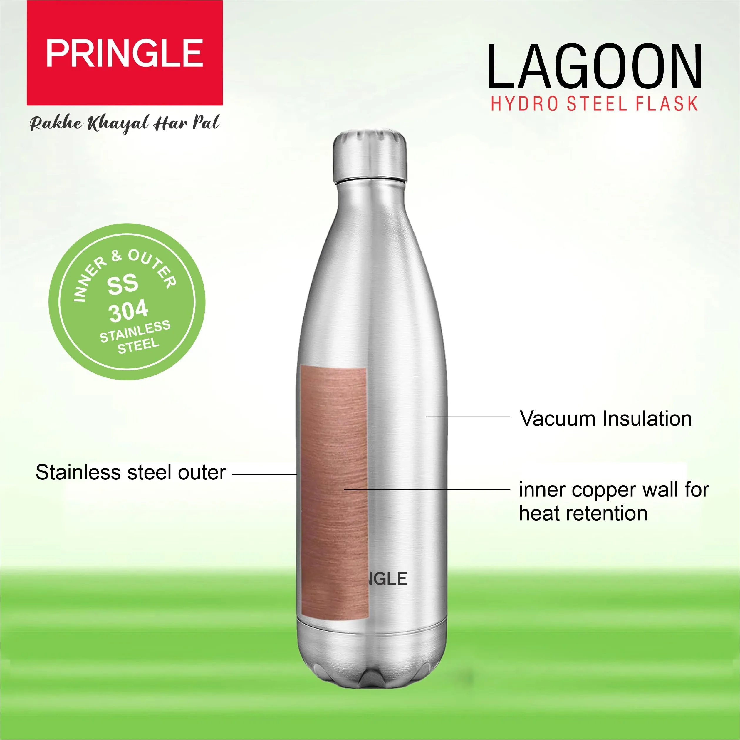 Pringle Stainless Steel Hot and Cold Vacuum Insulated Flask, 1500ml, Steel, | Lightweight & Keeps Drinks Hot/Cold for 24  Hours