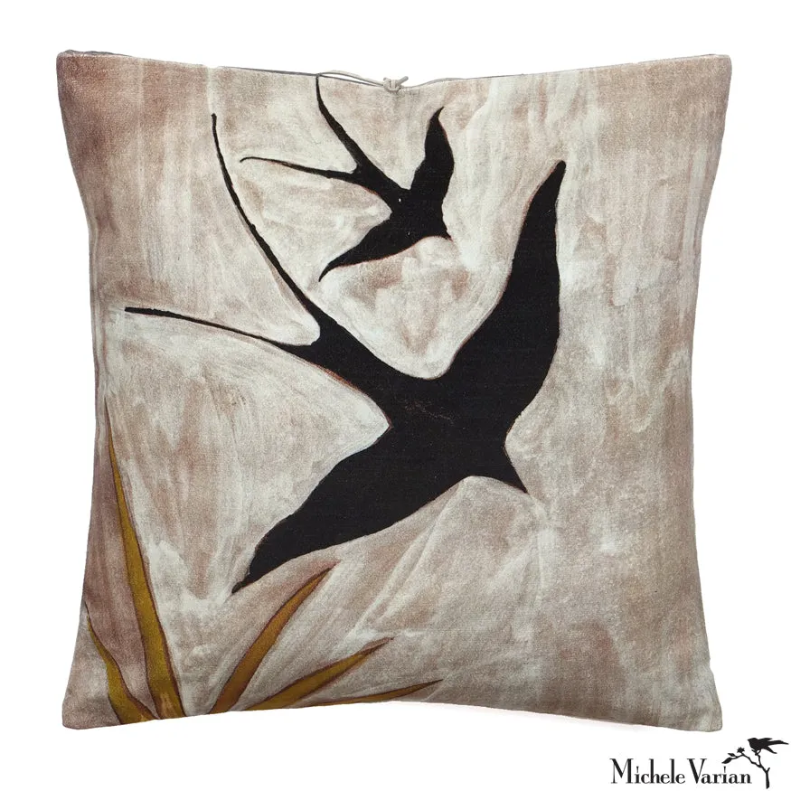 Printed Velvet Pillow Swoop Carbon 20x20