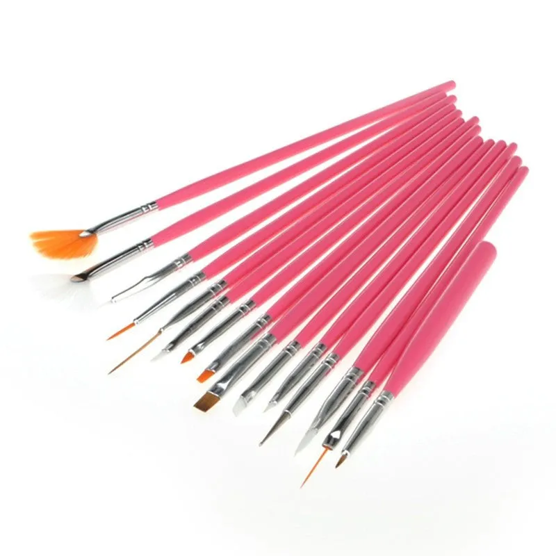 Pro 15Pcs Nail Art Design Brushes Set Dotting Painting Drawing Polish Brush Pen Salon Manicure Tips DIY Tools