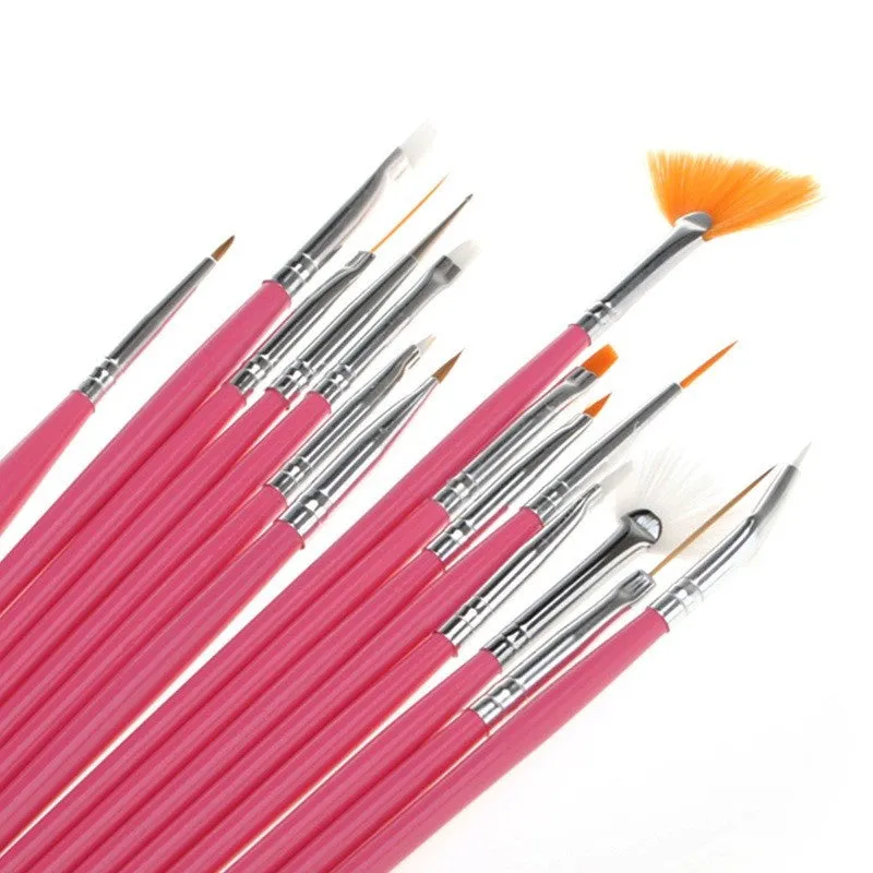 Pro 15Pcs Nail Art Design Brushes Set Dotting Painting Drawing Polish Brush Pen Salon Manicure Tips DIY Tools