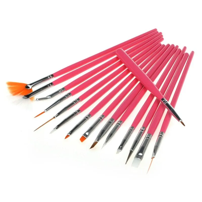 Pro 15Pcs Nail Art Design Brushes Set Dotting Painting Drawing Polish Brush Pen Salon Manicure Tips DIY Tools