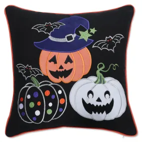 Pumpkin Fun Black 18-inch Throw Pillow Cover