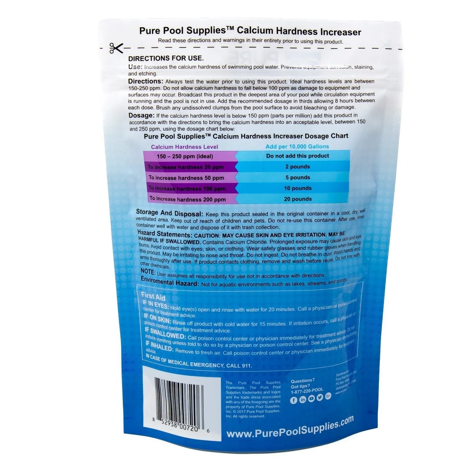 Pure Pool Supplies Calcium Hardness Increaser 10 Lb. (Calcium Up Calcium Chloride) Pool Spa Balancer