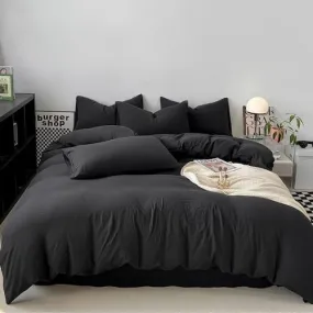 Queen size 6 Pieces bedding Set, Washable Cotton Black Color.