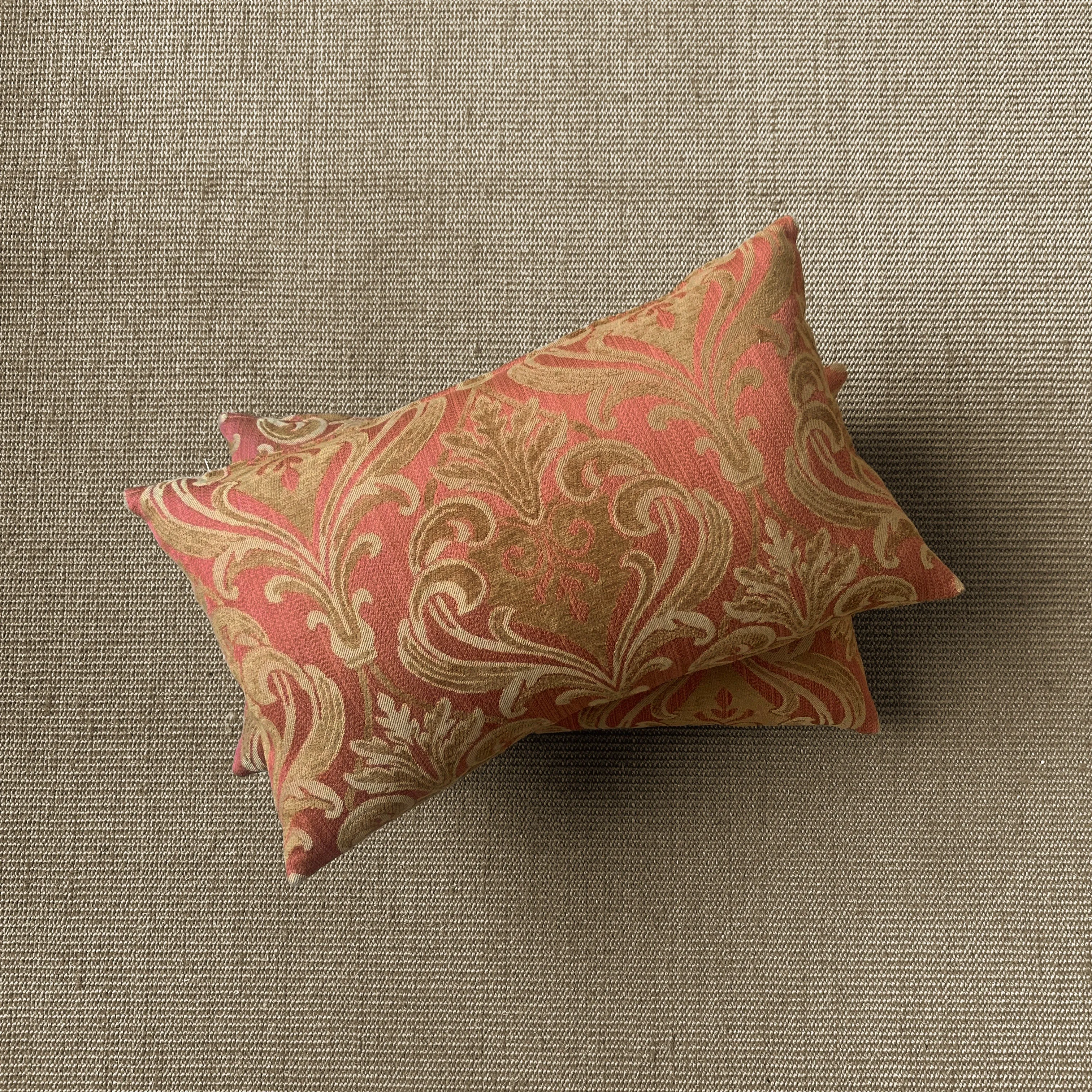 Regal Orange Damask Lumbar Pillow Cover 15x26