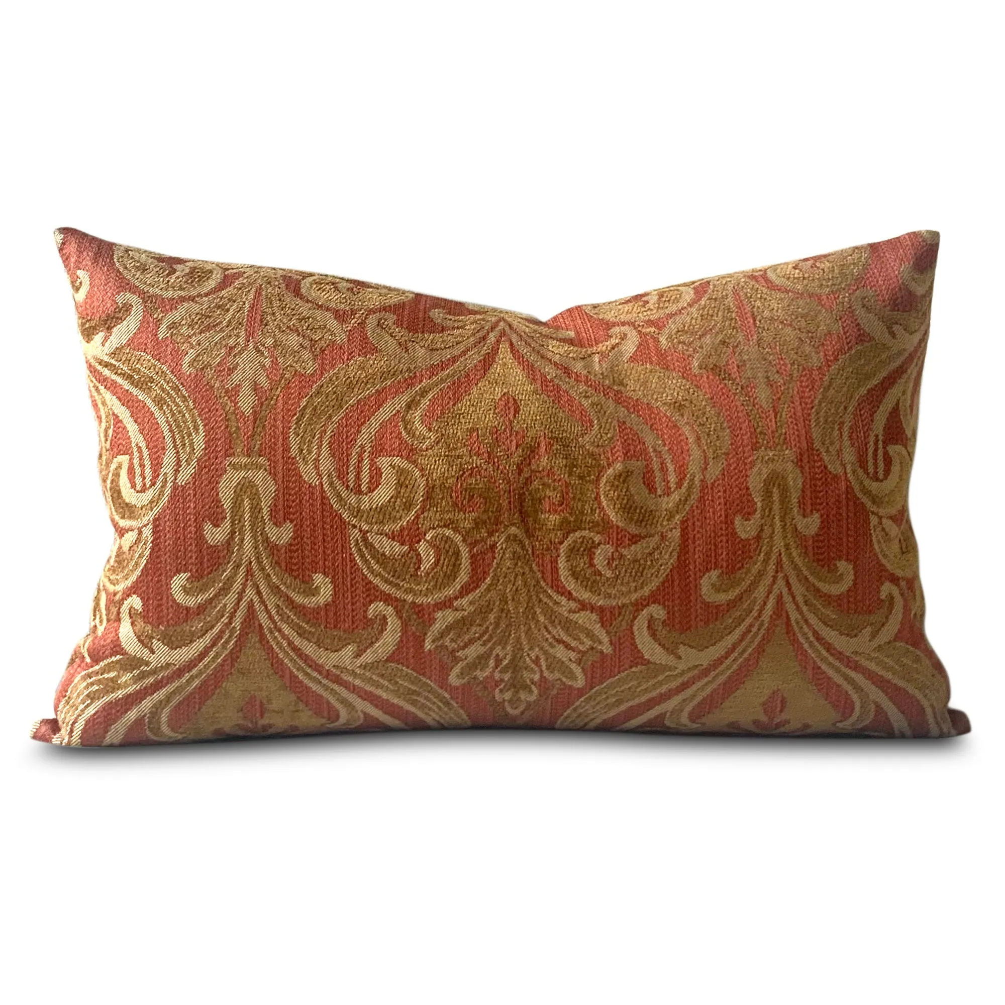 Regal Orange Damask Lumbar Pillow Cover 15x26