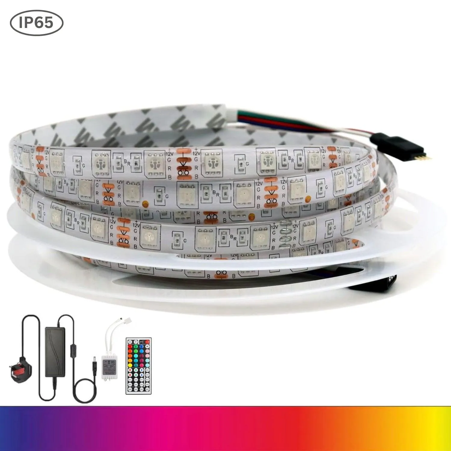 RGB LED Strip 12V IP65 Waterproof 60LED/m 5 metre Kit