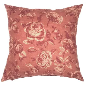 Rustic Floral Linen Throw Pillow Cover 22x22