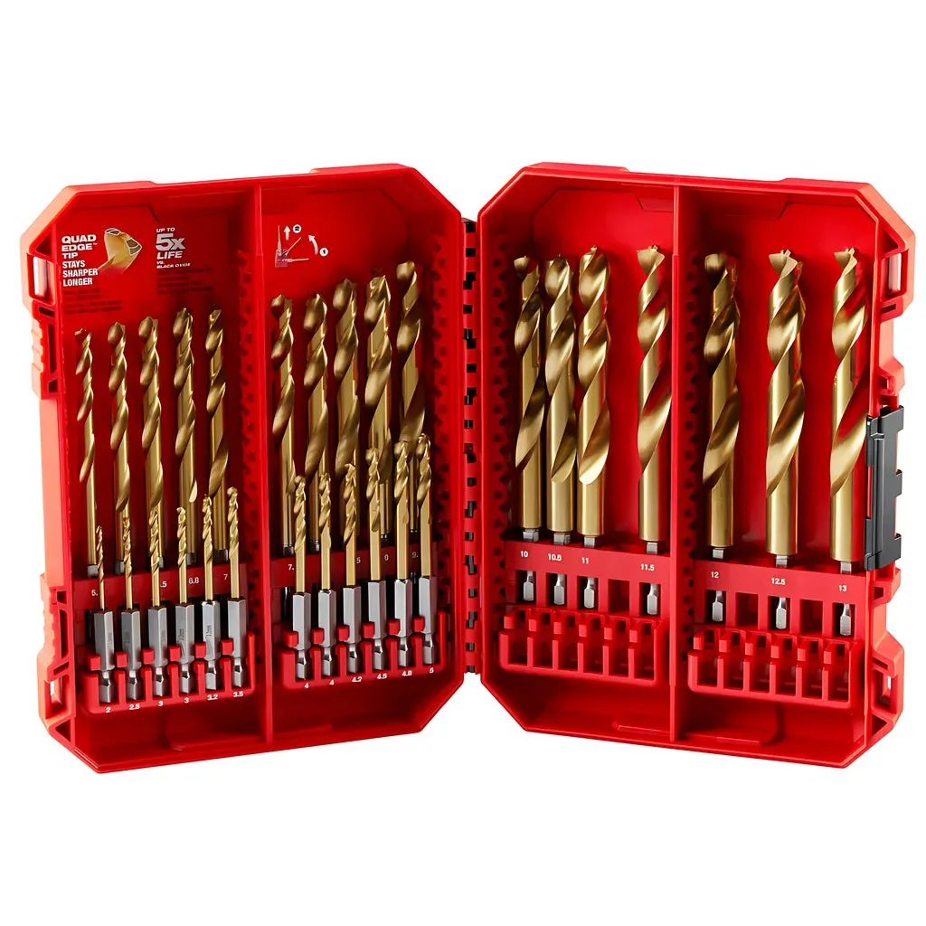 SHOCKWAVE Impact Duty™ RED HELIX™ Titanium Metric Drill Bit Set – 29PC