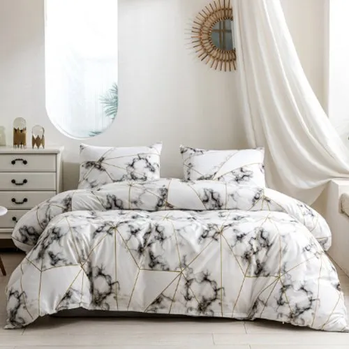 Single size 4 pieces Bedding Set without filler, Geometric Marble Design