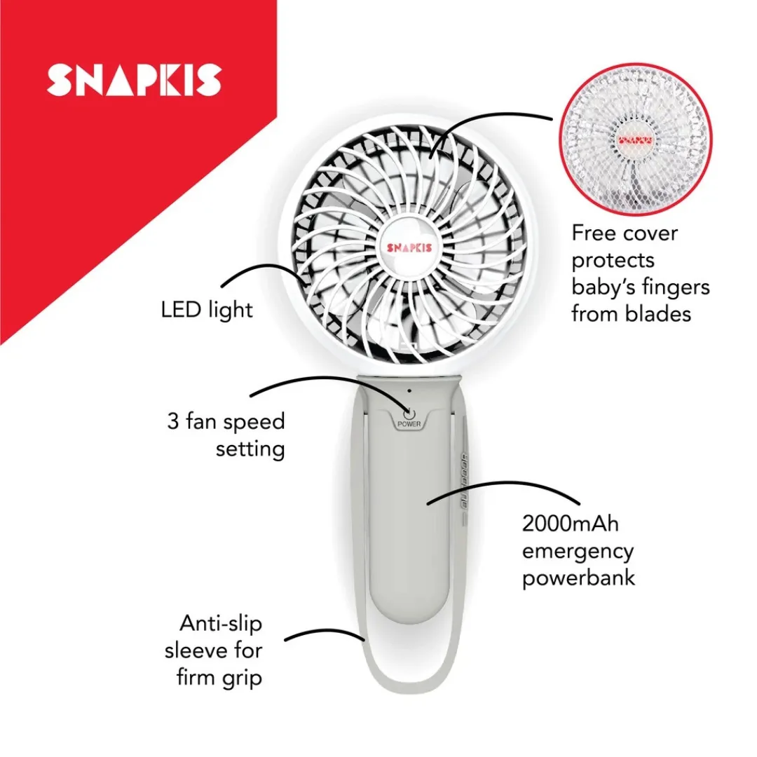 Snapkis 3-In-1 Rechargeable Fan, Light & Powerbank