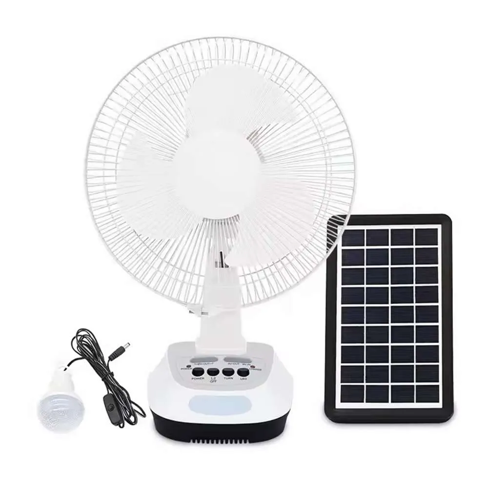 Solar Table fan 12" with Light White