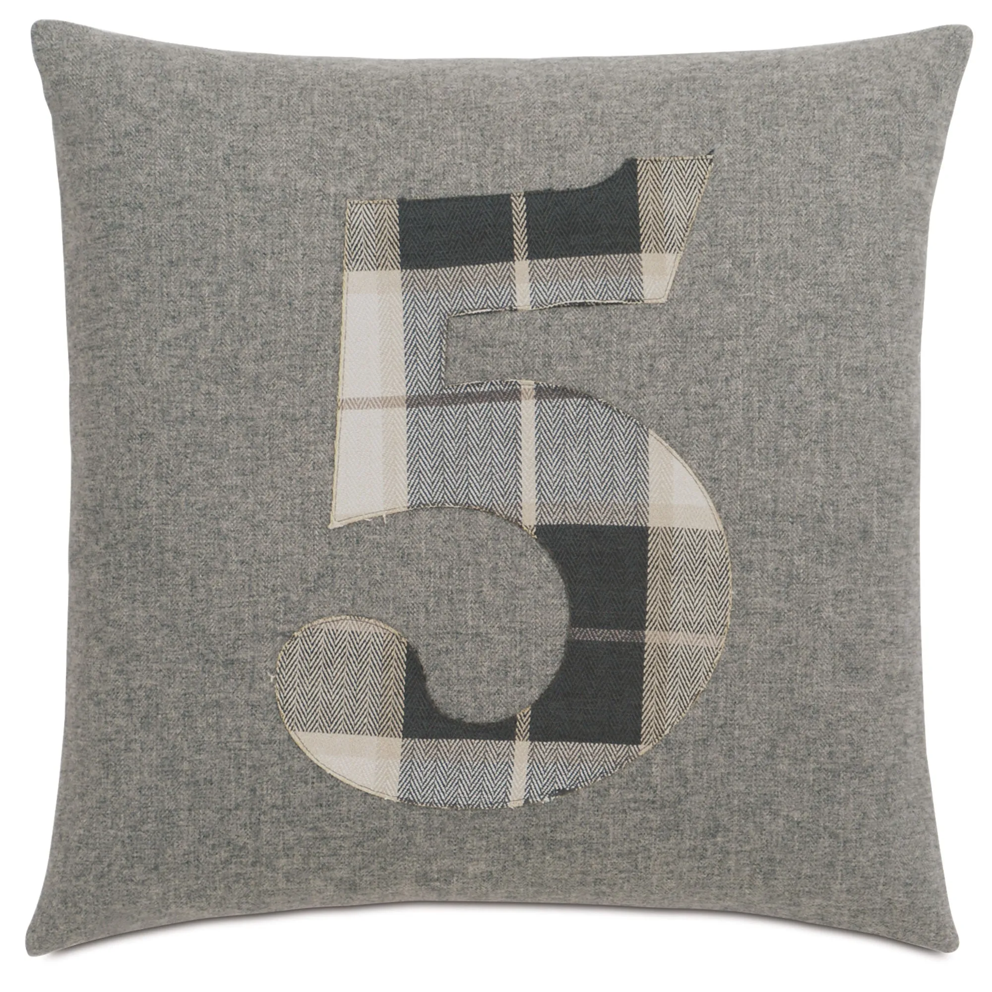 Solid Number "5" Laser Cut Appliqué Decorative Pillow 20" x 20"