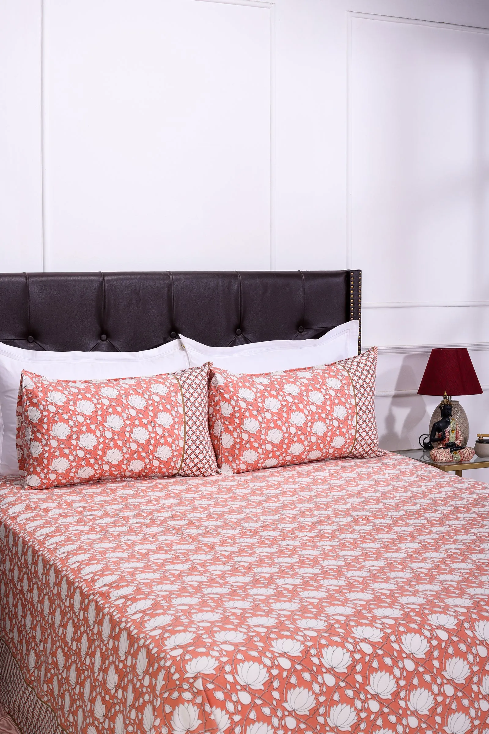 Suhana Kamal Bagh Peach Cotton  Bedsheet