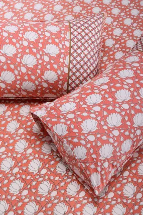 Suhana Kamal Bagh Peach Cotton  Bedsheet