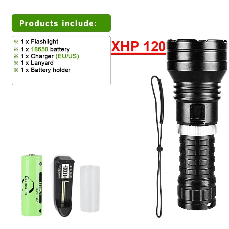 Super 8000LM XHP120 LED Diving Flashlight Ultra Bright Underwater Light Powerful Scuba Dive Torch IPX8 Waterproof Diving Lantern