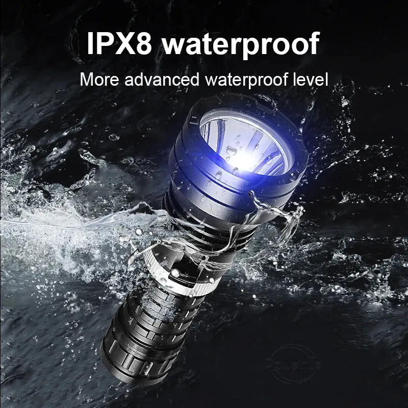 Super 8000LM XHP120 LED Diving Flashlight Ultra Bright Underwater Light Powerful Scuba Dive Torch IPX8 Waterproof Diving Lantern