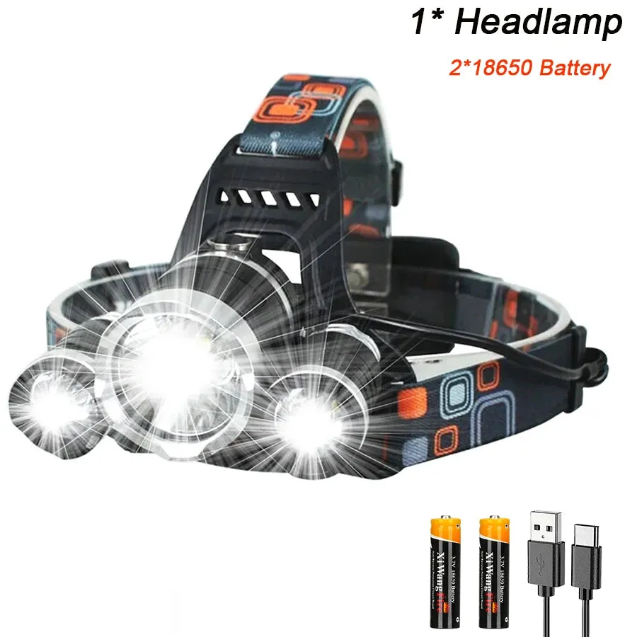 T6 Super Bright Headlamp USB Rechargeable Led Zoom Adjustable Headlamp Torch Fishing Hunting Camping Portable Flashlight Lantern