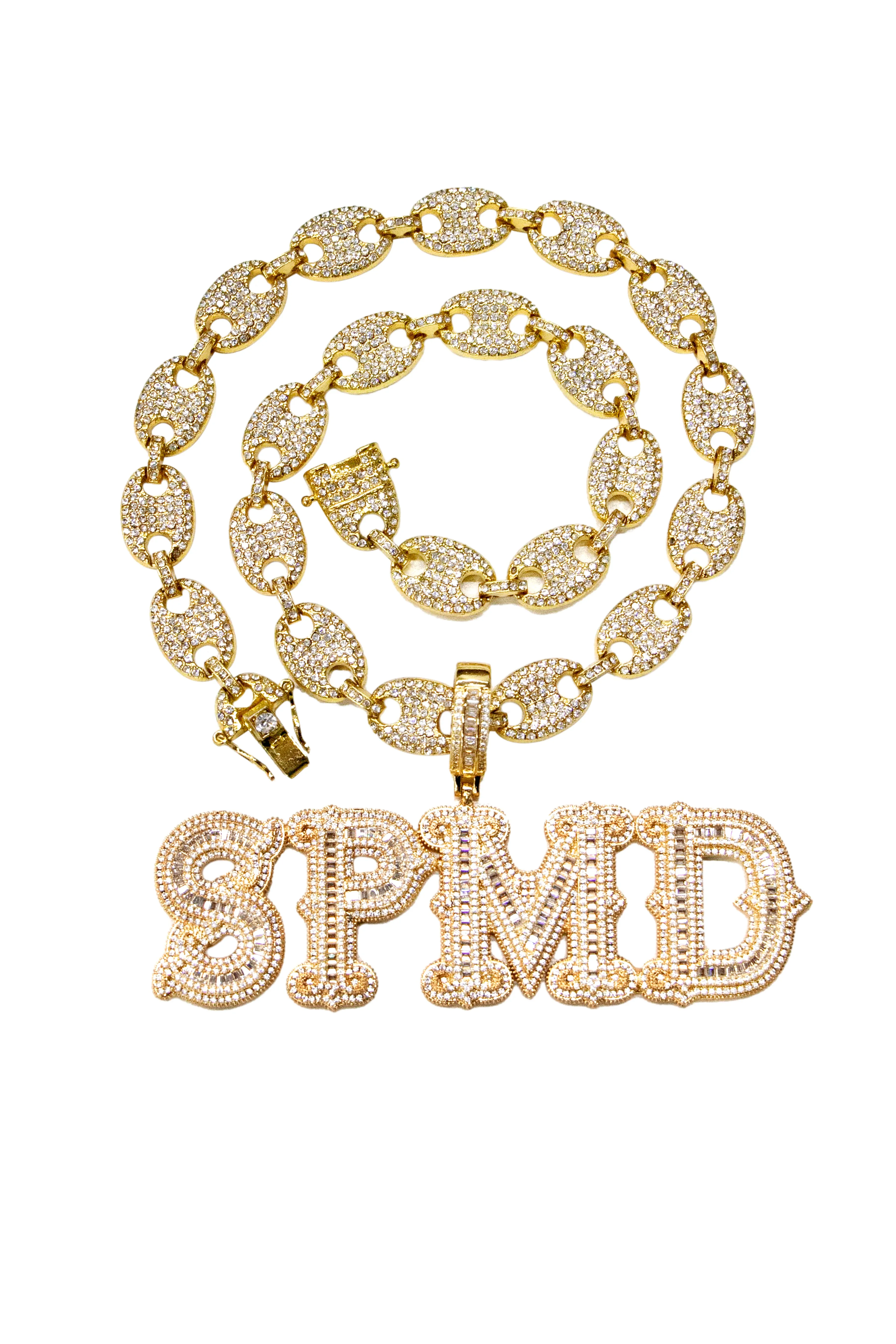 Thesupermade Hip-hop Diamond Letter Necklace - 2229