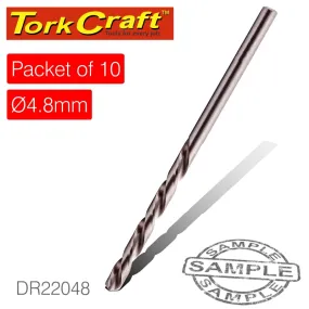 TORK CRAFT DRILL HSS 4.8MM 135DEG 10 PACK INDUSTRIAL BIT DR22048