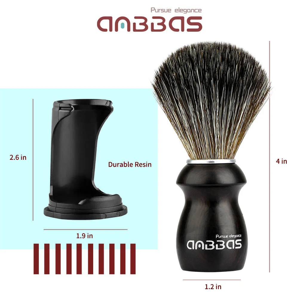 Travel Shaving Set, Vegan Brush with Stand, DE Razor with Portable Bag