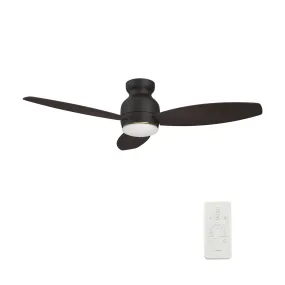 TRENTO 52 inch 3-Blade Flush Mount Smart Ceiling Fan with LED Light Kit & Remote- Black/Dark & Light Wood (Reversible Blades)