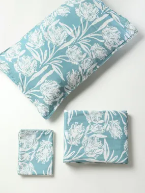 Tulip Coral Printed Bed Sheet with 2 pillow covers