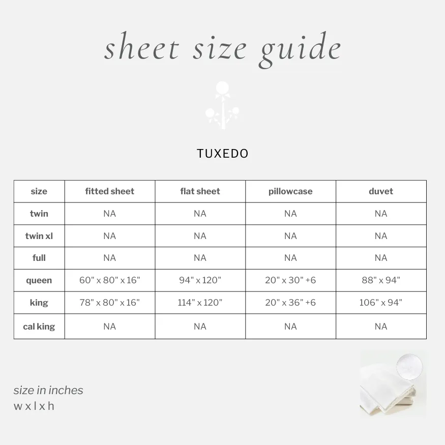 tuxedo sheet set