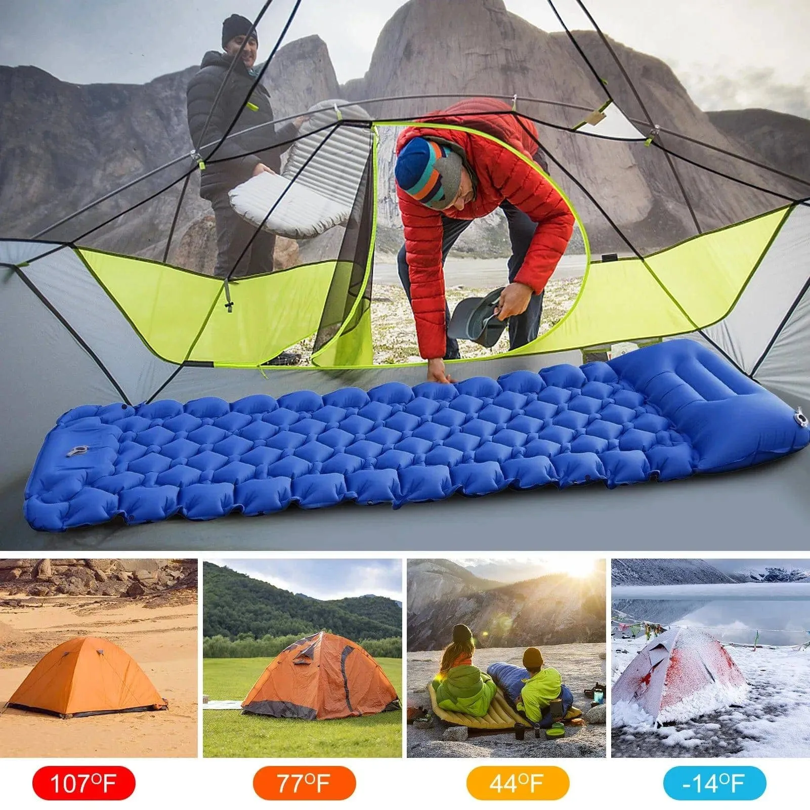 Ultralight Sleeping Pad Portable Outdoor Camping Mat Inflatable Air Mattress Outdoor Hiking Trekking Picnic Sleeping Mat Single