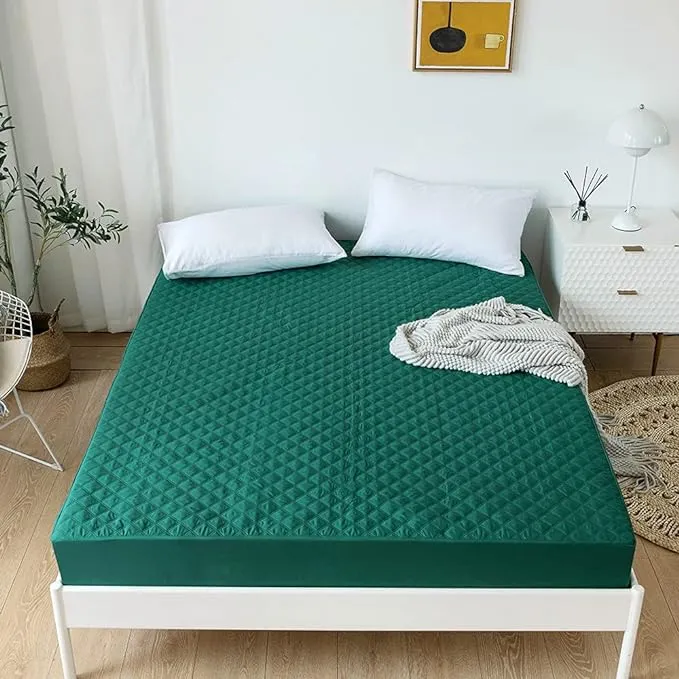 Ultrasonic Microfiber Waterproof Mattress Cover -  Green