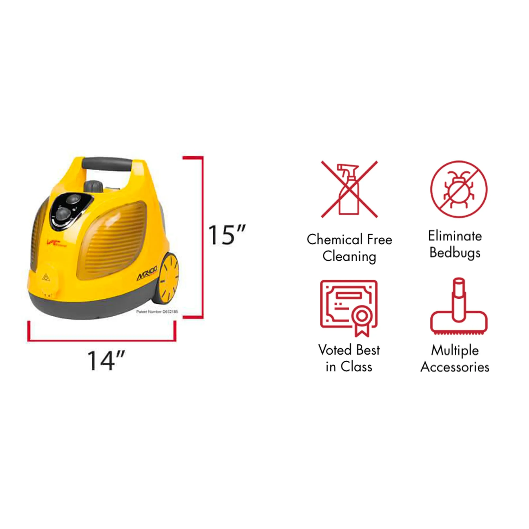 Vapamore MR-100 Primo Steam Cleaner - Multipurpose Cleans Floors, Kitchens, Auto Detailing and Bathrooms - Chemical Free, Retractable Cord, Onboard Tools and Accessories