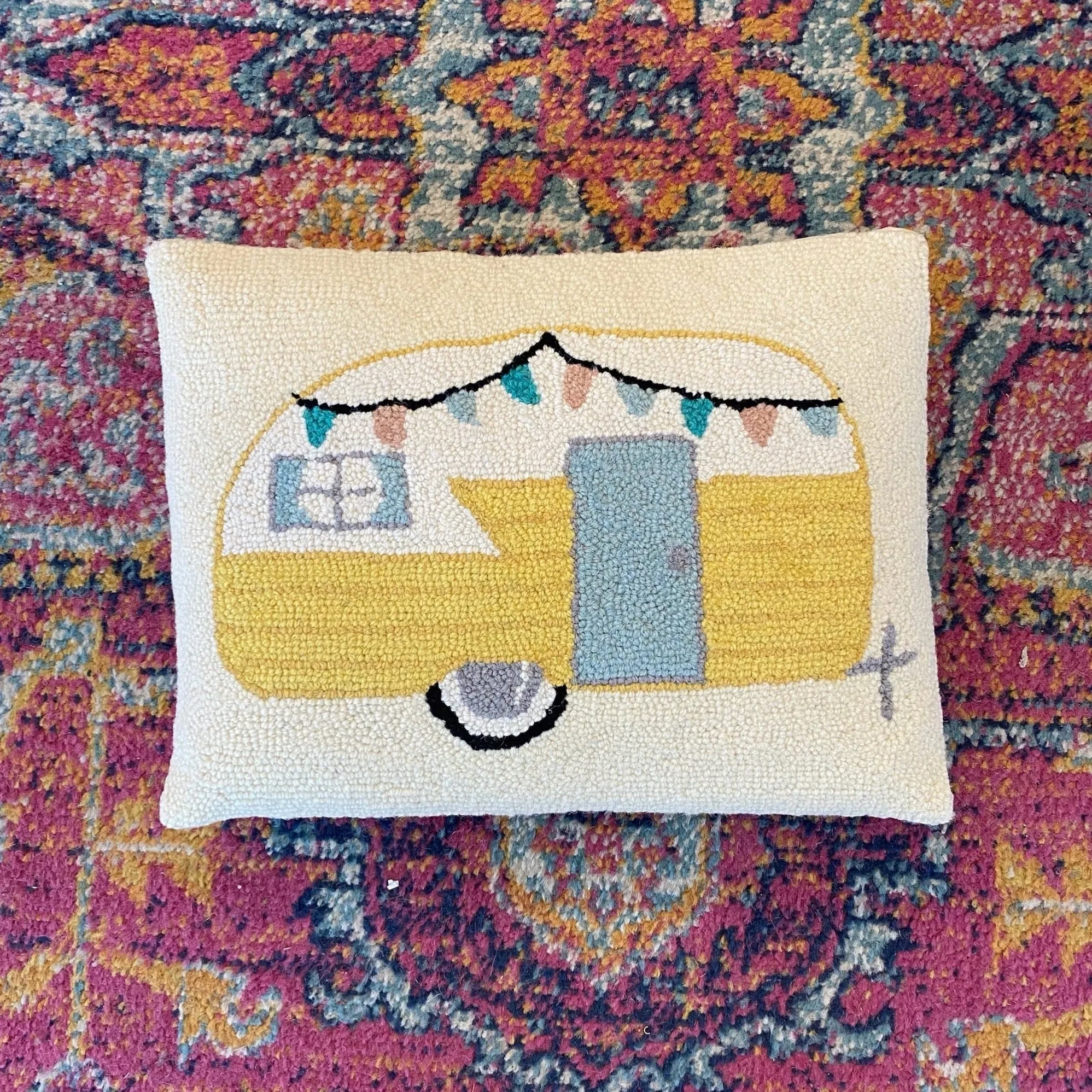 Vintage Camper Hook Pillow