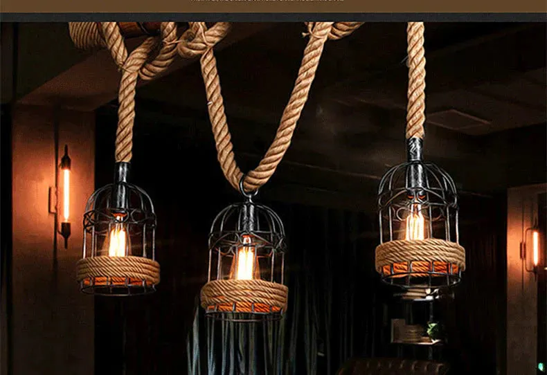 Vintage Restaurant Creative Hemp Rope Chandelier