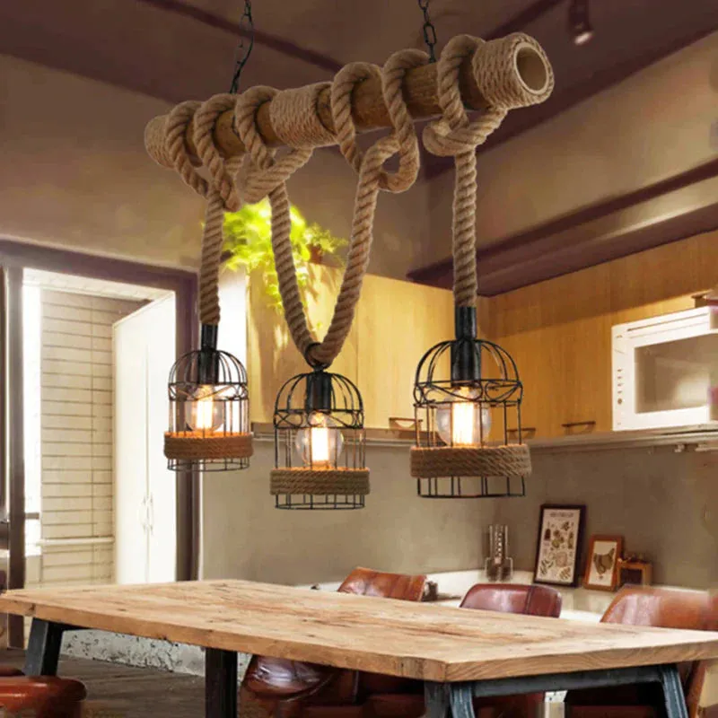 Vintage Restaurant Creative Hemp Rope Chandelier