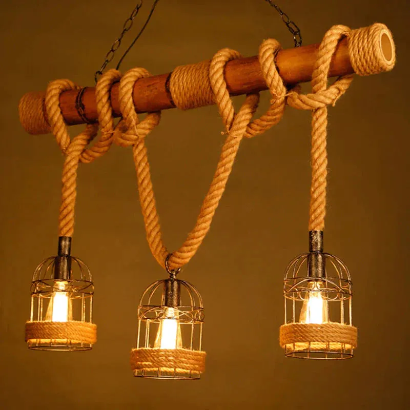 Vintage Restaurant Creative Hemp Rope Chandelier