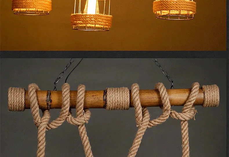 Vintage Restaurant Creative Hemp Rope Chandelier