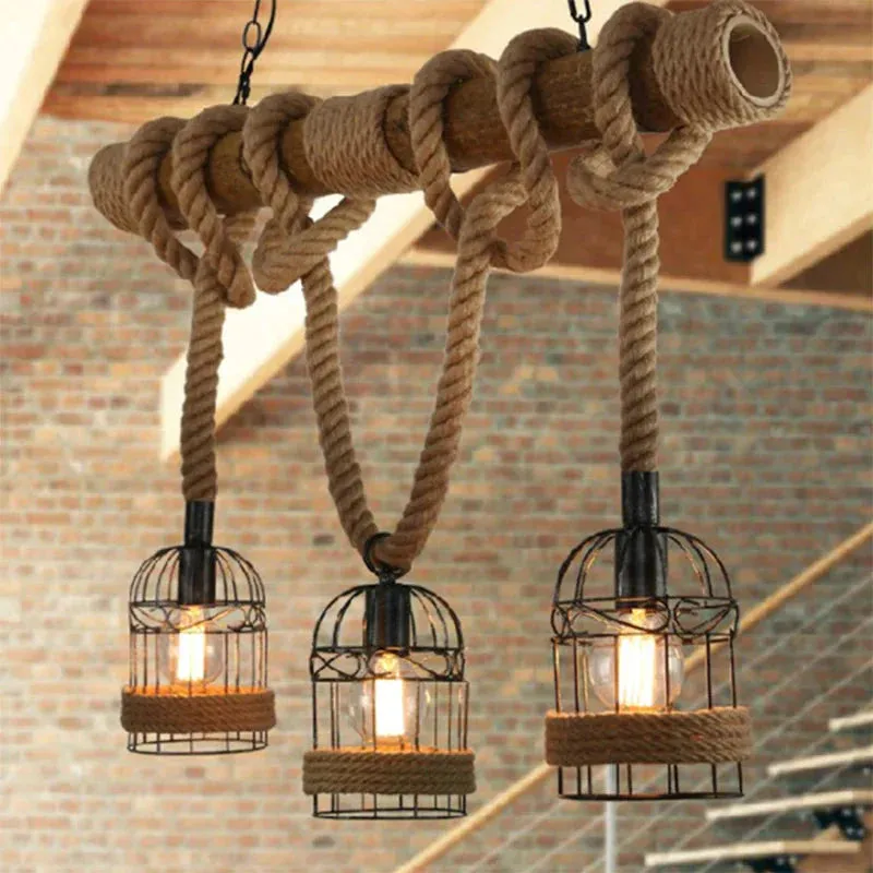 Vintage Restaurant Creative Hemp Rope Chandelier