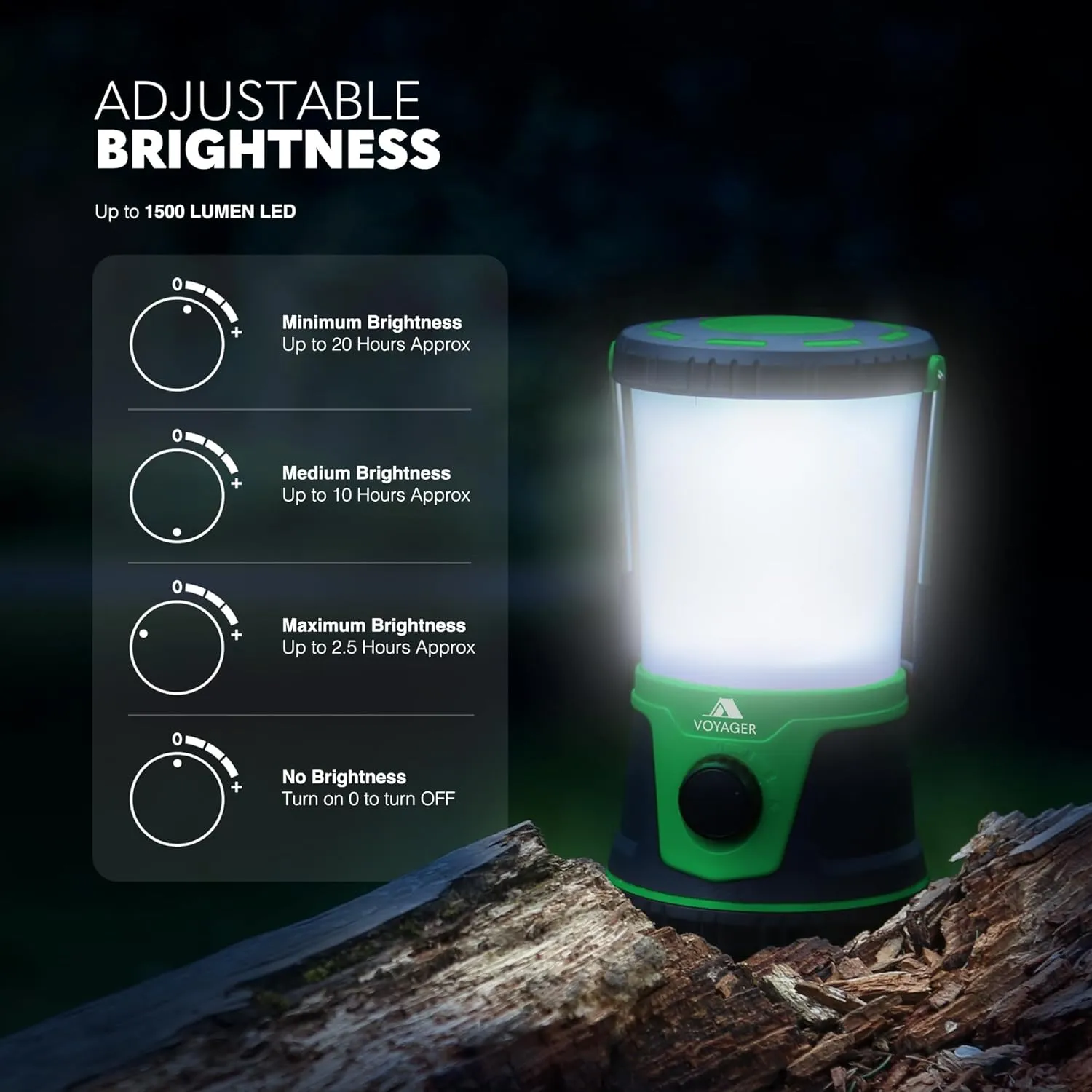 Voyager LED Camping Lantern – 1500 Lumen Light with Up to 40 Hours Battery Life (D Size) – Durable Emergency Survival Gear for Night Trips, Hiking, and Camping – Dark Green