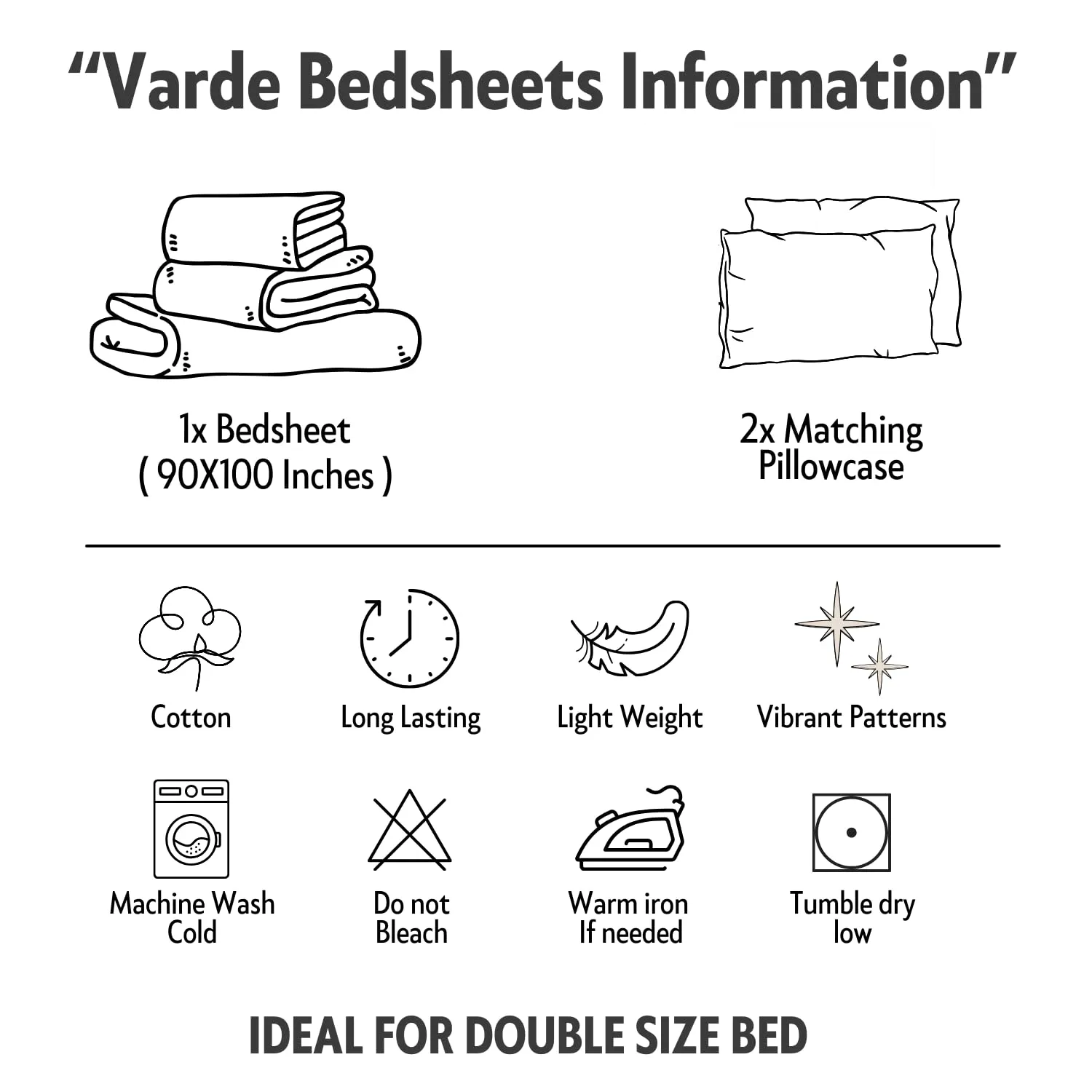 Värde 210 TC 100% Cotton Bedsheet | Bedsheet with 2 Pillow Cover | Double Bedsheet Cotton | All Season Comfort | Handmade Handloom Bedsheet 90X100 Inches | Grey