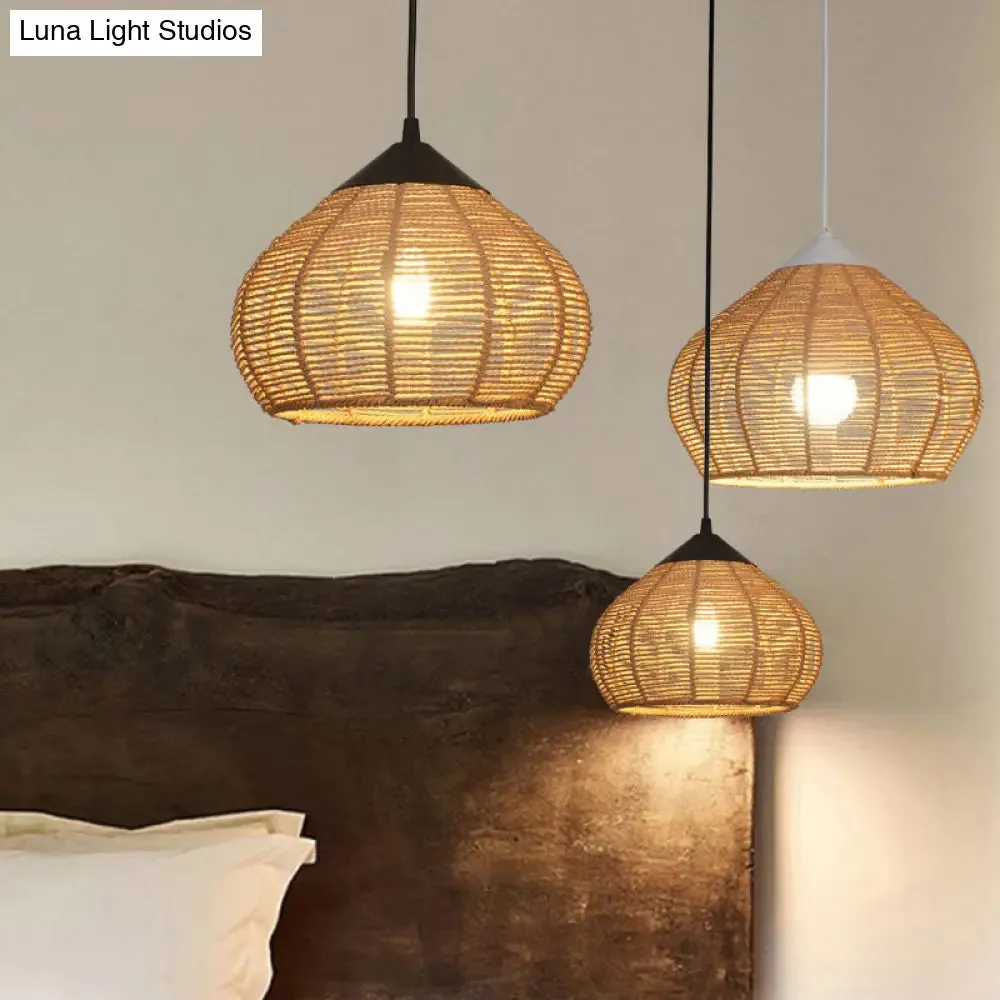 Waterdrop Pendant Light with Minimalist Design and Hemp Rope - Ideal for Bedside Lighting