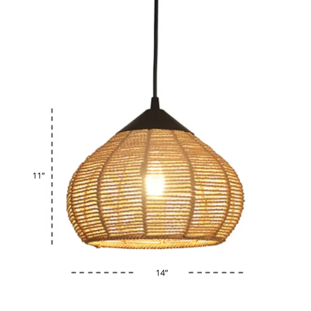 Waterdrop Pendant Light with Minimalist Design and Hemp Rope - Ideal for Bedside Lighting